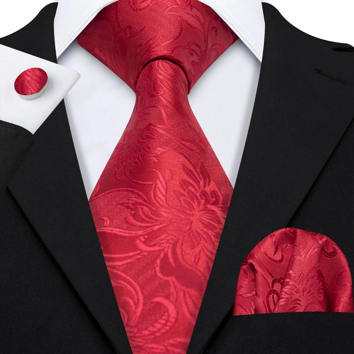 Corbata de boda de seda roja con rayas de tejido jacquard para hombre, juego de corbata, pañuelo y gemelos, Barry.Wang, diseñador de moda FA-5028