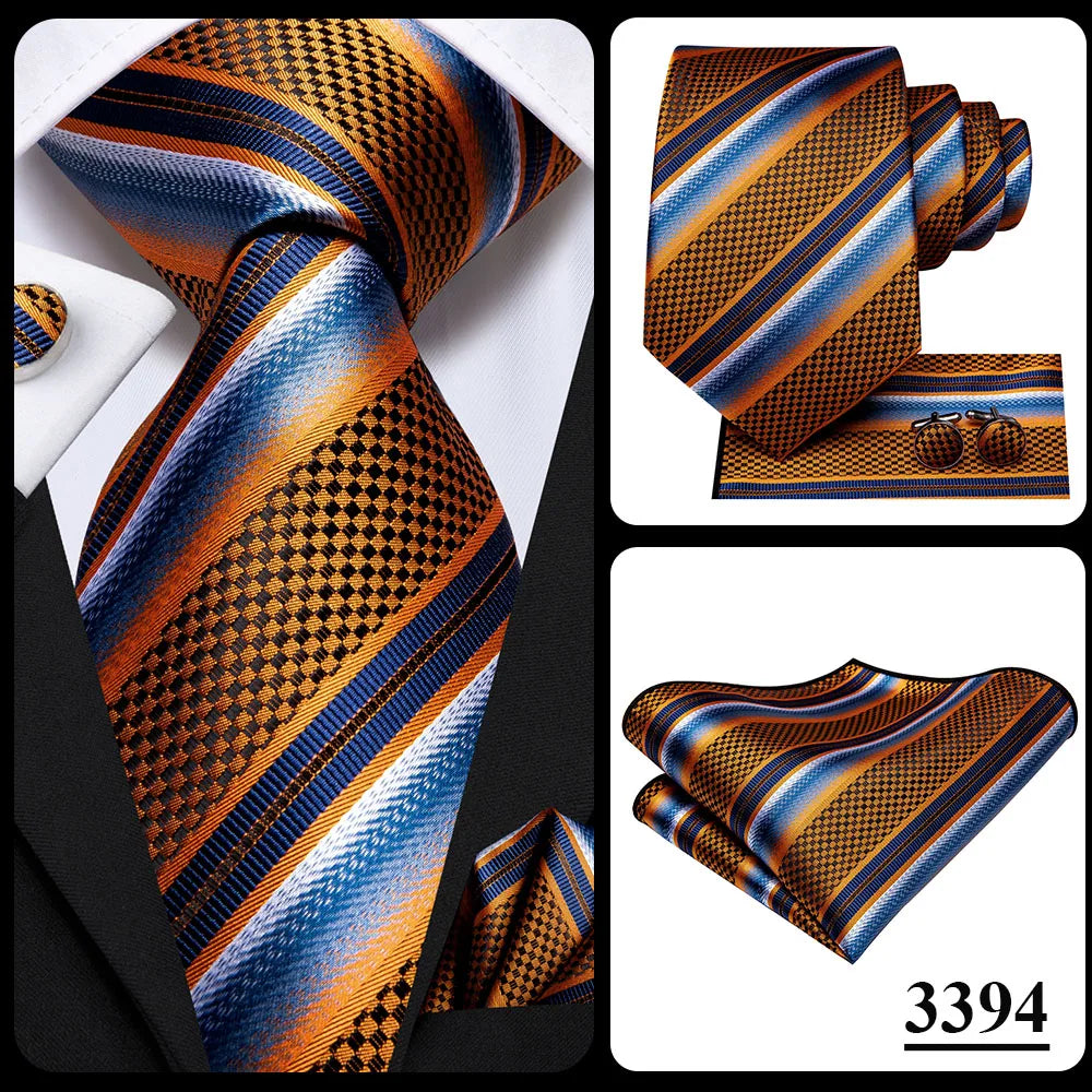 Corbata de boda de seda a rayas negras y rojas para hombre, gemelos de regalo, corbata de moda para negocios y fiestas, envío directo, diseño Hi-Tie