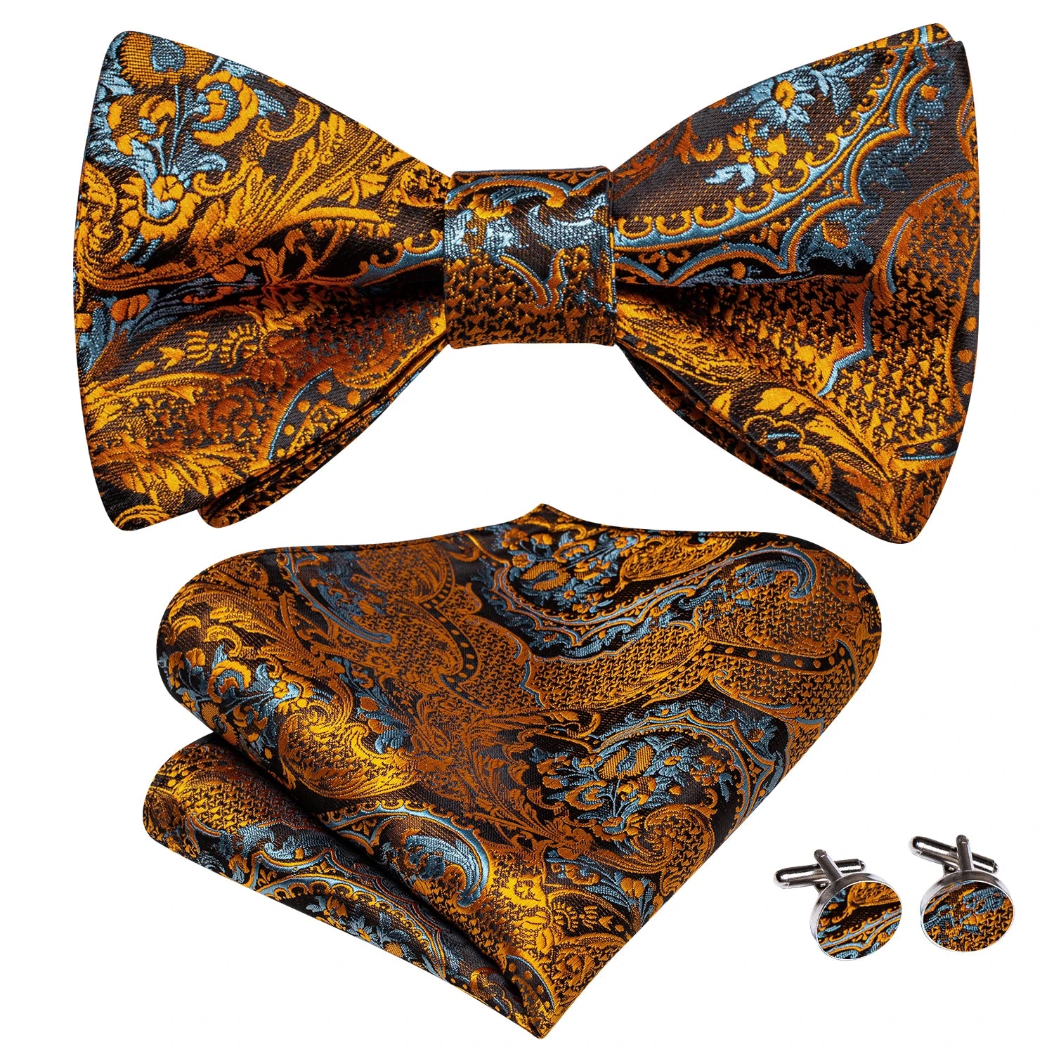 Dropshipping Jacquard Silk Mens Self Bow Tie Hanky Cufflinks Set Male Butterfly Knot Bowtie Wholesale for Male Wedding Business