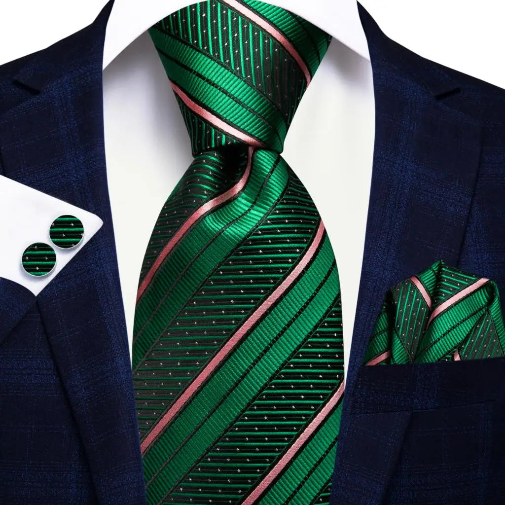 Corbata de boda de seda a rayas negras y rojas para hombre, gemelos de regalo, corbata de moda para negocios y fiestas, envío directo, diseño Hi-Tie