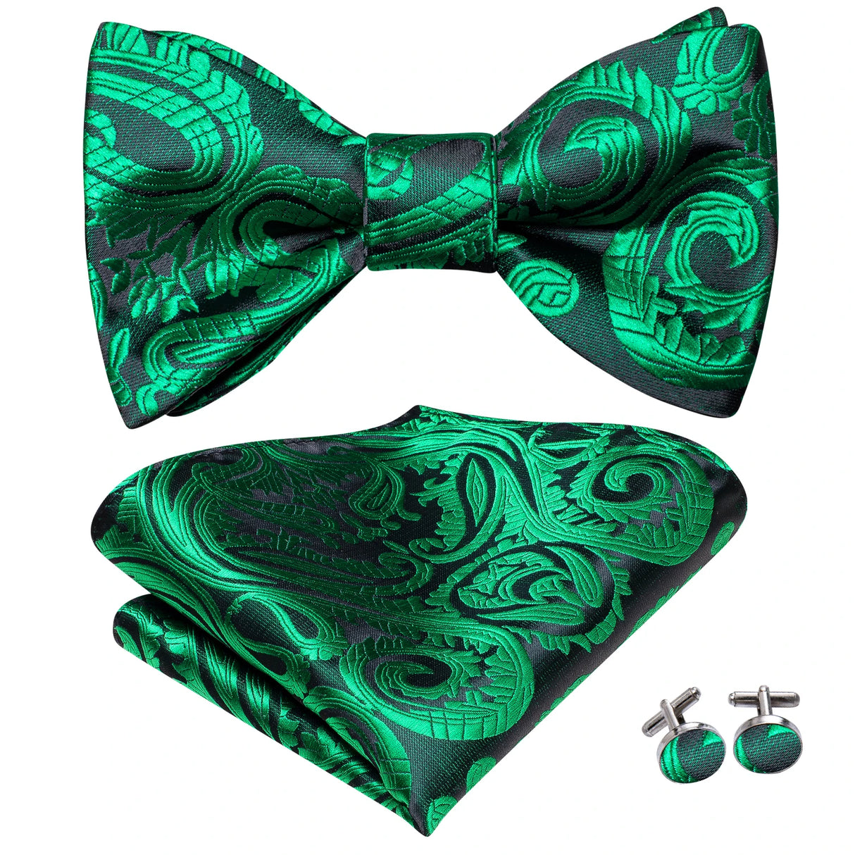 Dropshipping Jacquard Silk Mens Self Bow Tie Hanky Cufflinks Set Male Butterfly Knot Bowtie Wholesale for Male Wedding Business