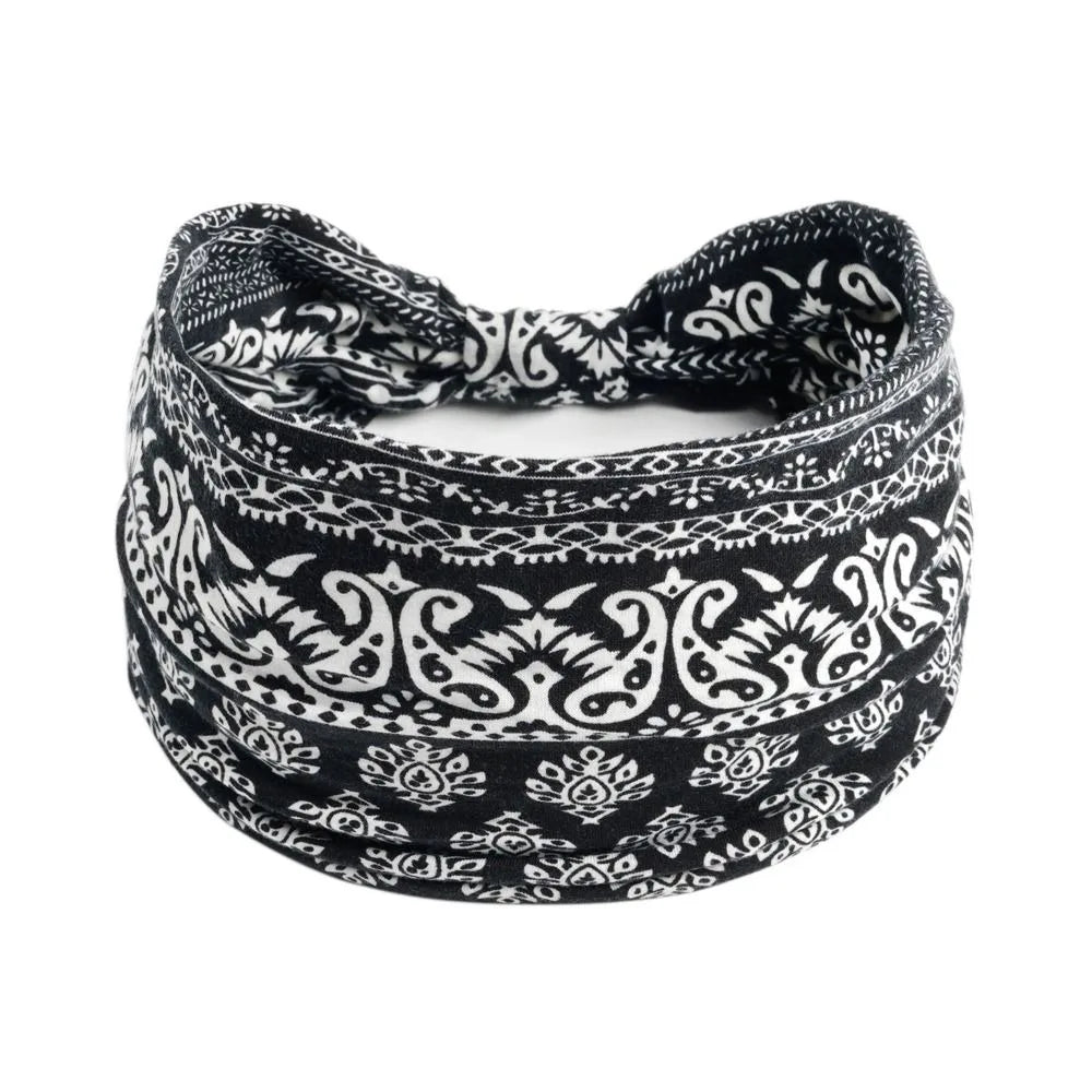 Fashion Boho Ethnic Style Headbands Vintage Knot Elastic Turban Headwrap For Women Girls Hair Band Soft Bandana Hair Accessories