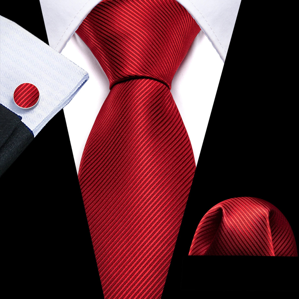 Corbata de boda de seda roja con rayas de tejido jacquard para hombre, juego de corbata, pañuelo y gemelos, Barry.Wang, diseñador de moda FA-5028