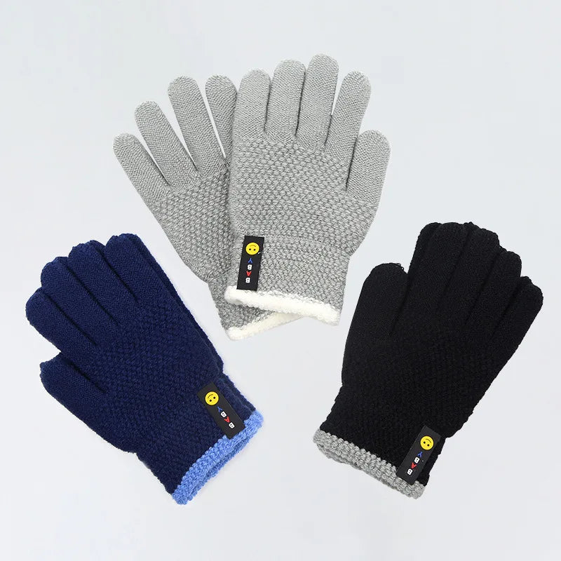 Guantes de punto gruesos para niños de 6 a 10 años, nuevos y a la moda, cálidos guantes de invierno, mitones elásticos para niños y niñas, accesorios para bebés.