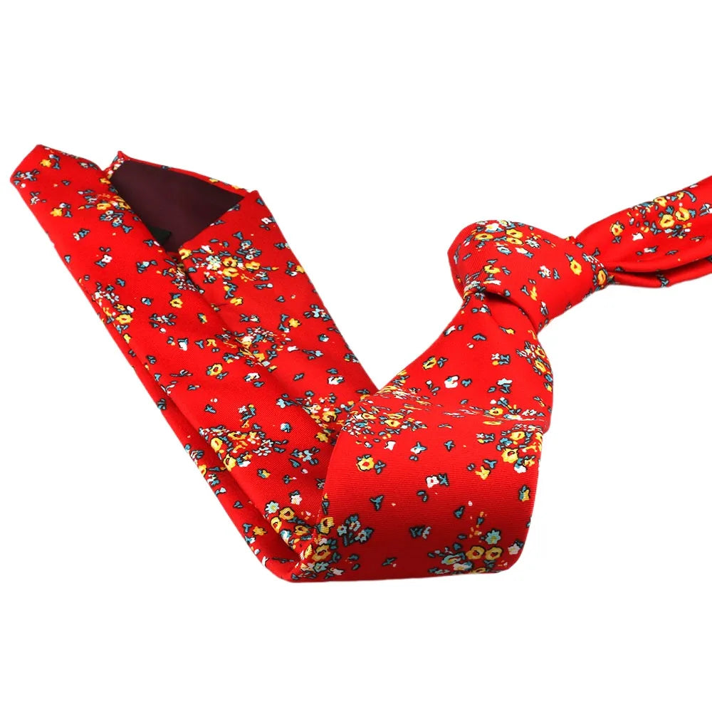Corbata de estilo coreano de 8 cm para hombre, estilo retro, para negocios, universidad, con estampado floral de seda sintética para novio.