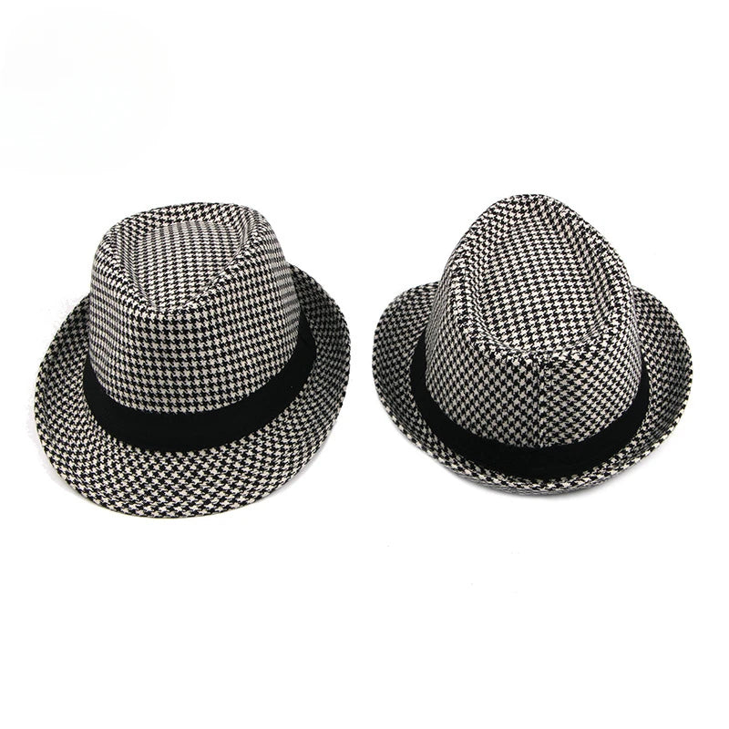 Chapeau haut de forme pour homme d'âge moyen, style jazz, tricoté, noir, style bob, collection printemps-été