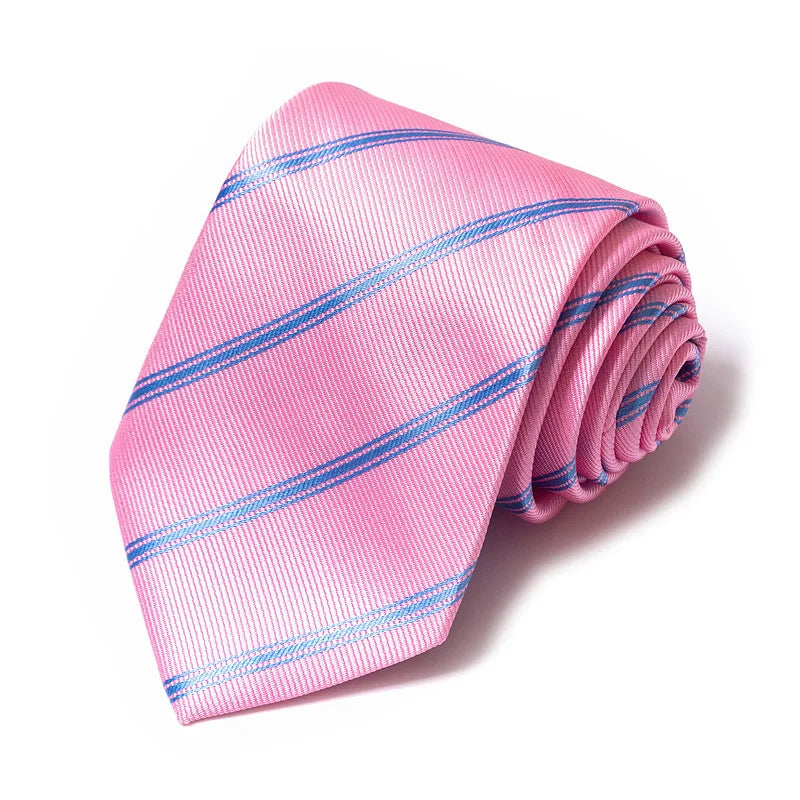 Cravates de mariage de haute qualité pour hommes, style tendance, imprimé à rayures bleues, accessoires de vêtements de bureau quotidiens, cadeau pour homme
