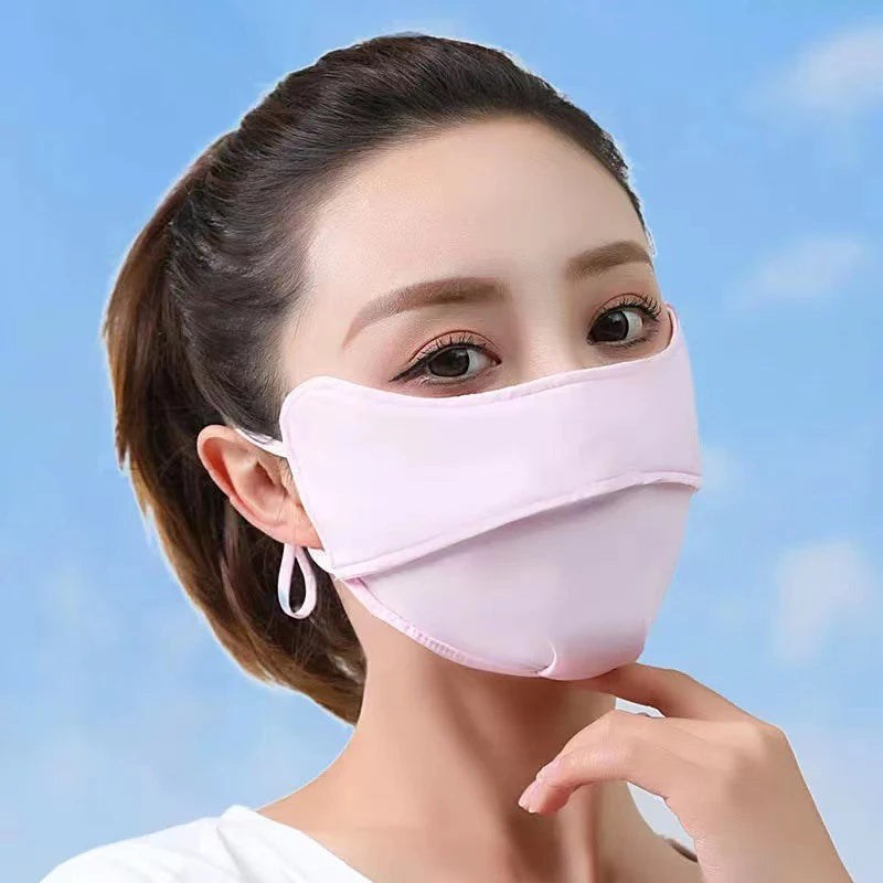 Masque de protection solaire en soie glacée pour homme et femme, protection UV d'été, cyclisme, respirant, lavable, sport de plein air, écharpe, bandana