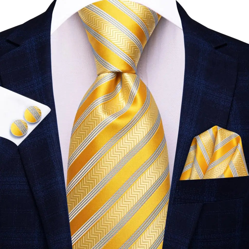 Corbata de boda de seda a rayas negras y rojas para hombre, gemelos de regalo, corbata de moda para negocios y fiestas, envío directo, diseño Hi-Tie