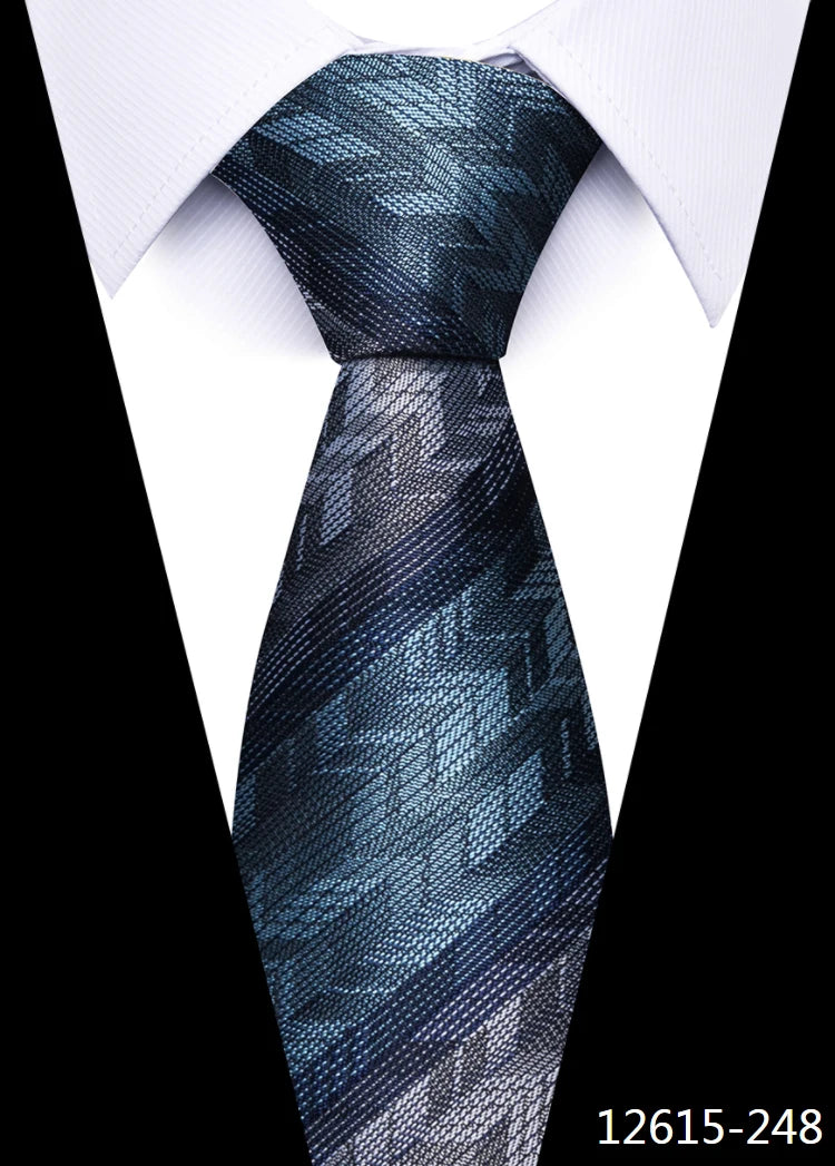Brand 100% Silk New Men's Tie 7.5cm Blue Necktie Green & Orange Silk Gravatas For Men Paisley Floral Fit Wedding Workplace Slim