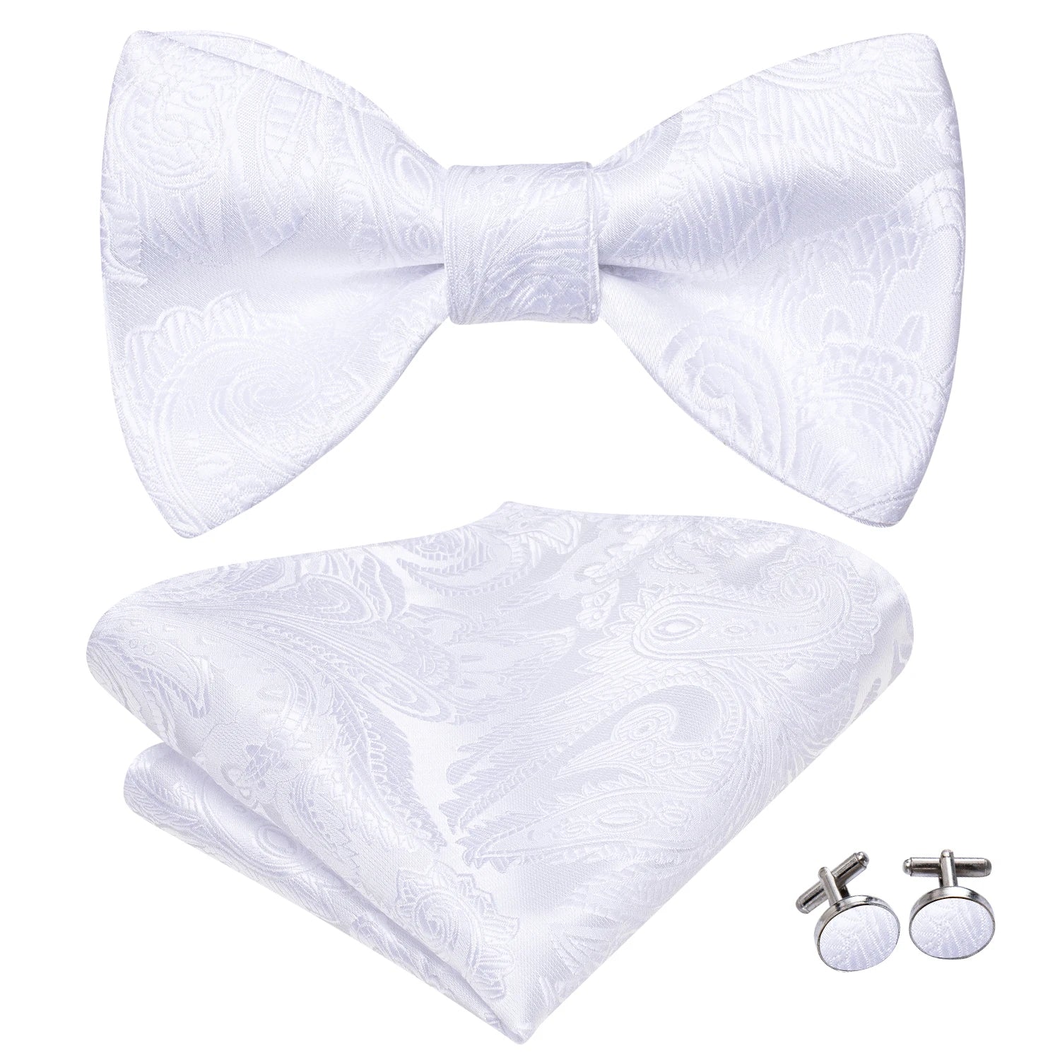 Dropshipping Jacquard Silk Mens Self Bow Tie Hanky Cufflinks Set Male Butterfly Knot Bowtie Wholesale for Male Wedding Business