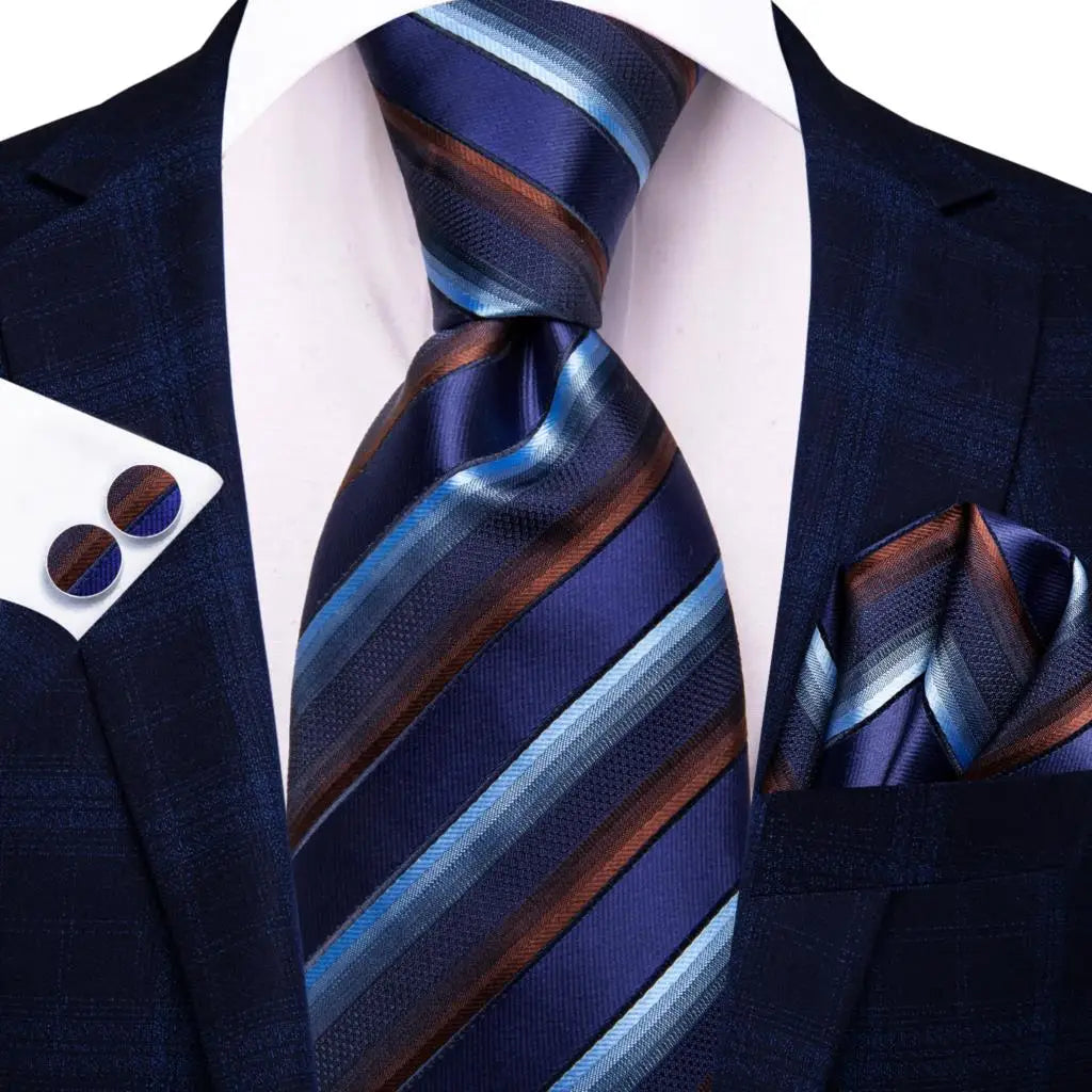 Corbata de boda de seda a rayas negras y rojas para hombre, gemelos de regalo, corbata de moda para negocios y fiestas, envío directo, diseño Hi-Tie