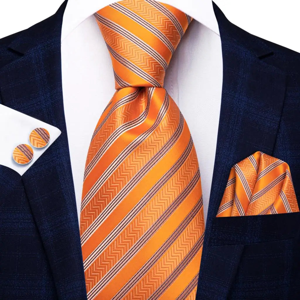 Corbata de boda de seda a rayas negras y rojas para hombre, gemelos de regalo, corbata de moda para negocios y fiestas, envío directo, diseño Hi-Tie