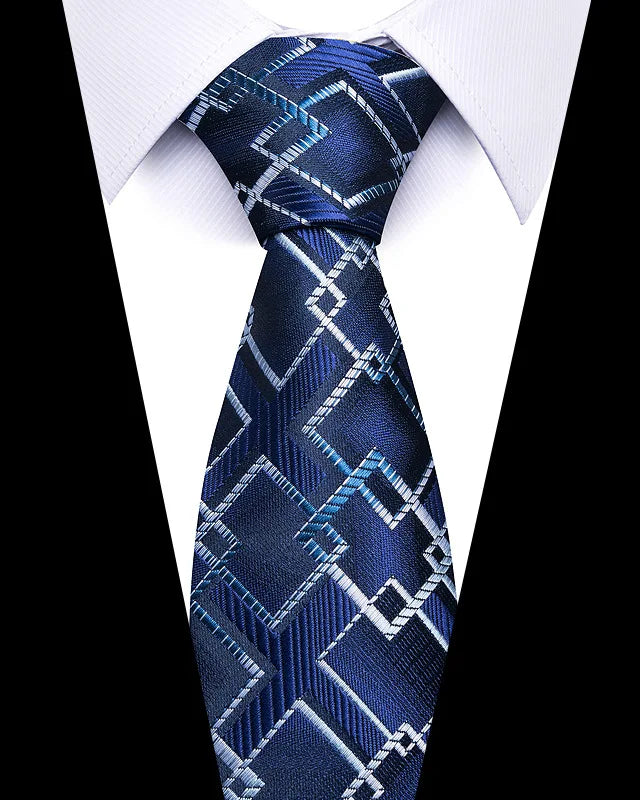 Cravates de mariage de haute qualité pour hommes, style tendance, imprimé à rayures bleues, accessoires de vêtements de bureau quotidiens, cadeau pour homme