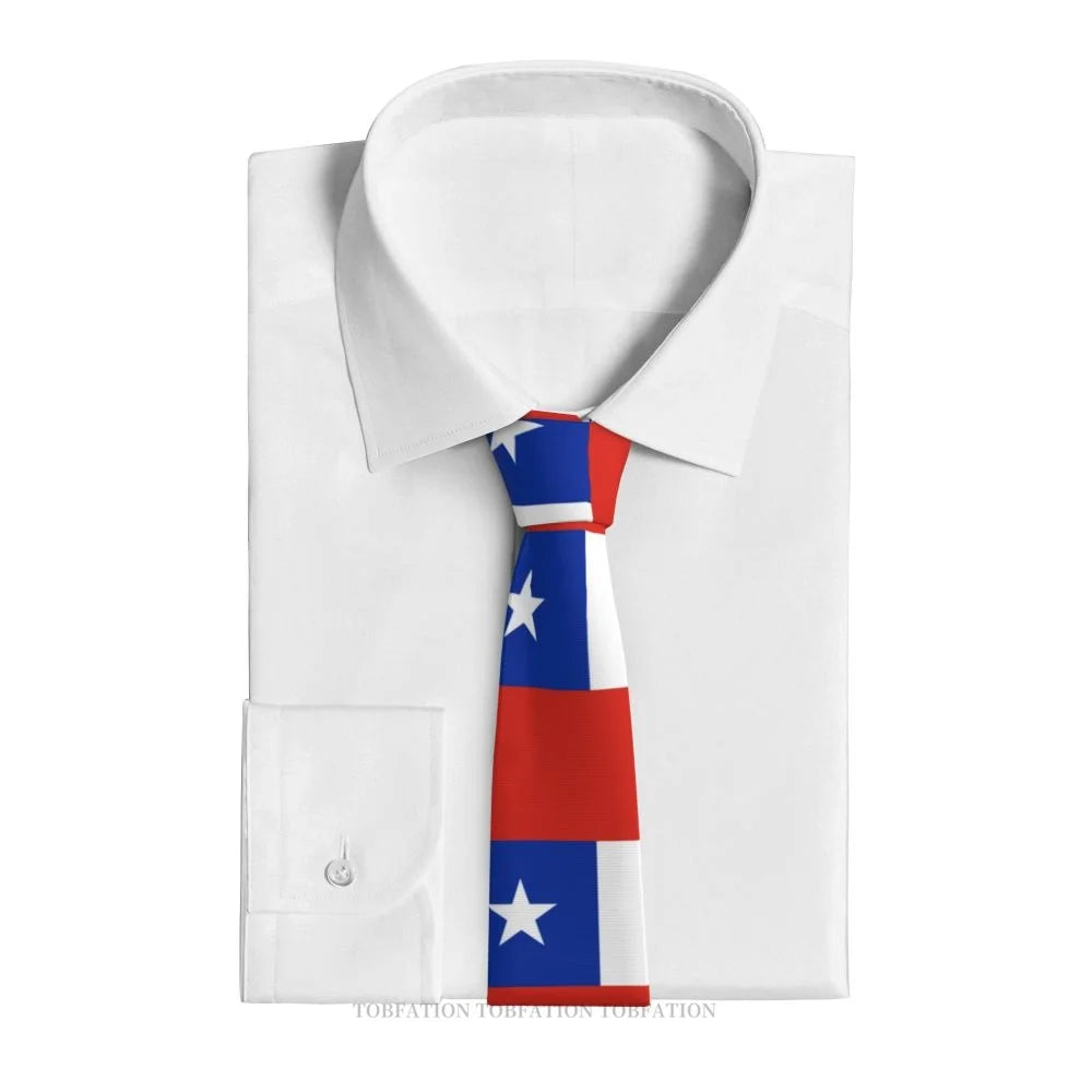Flag Of Chile Print Ties Casual Unisex Neck Tie Shirt Decoration Narrow Striped Slim Cravat