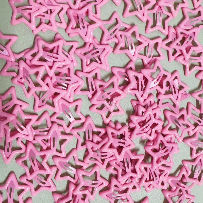KYDZSW 10Pcs Children Cute Colors Geometric Stars Ornament Hair Clips Girls Lovely Sweet Hairpins Kid Hair Accessories