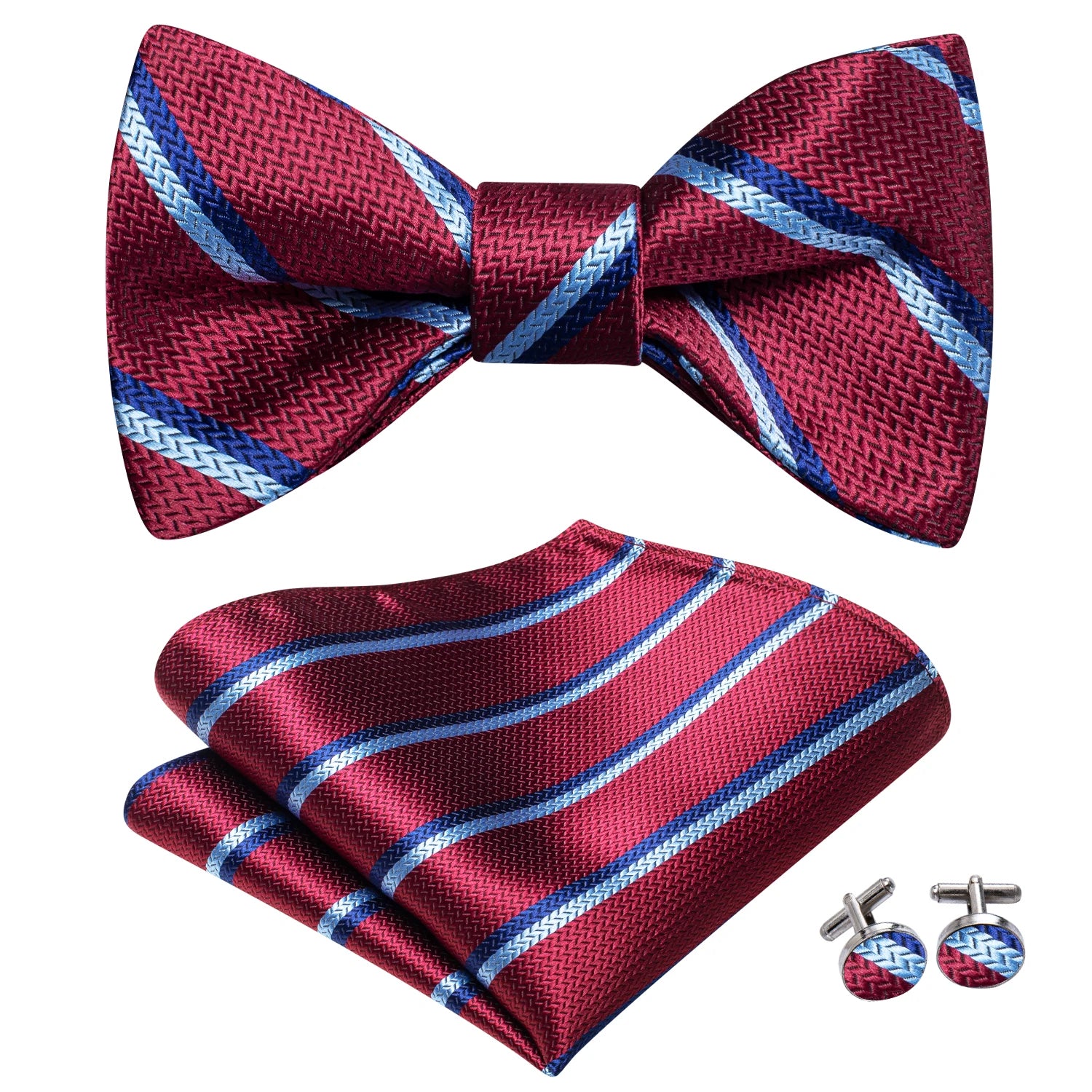 Dropshipping Jacquard Silk Mens Self Bow Tie Hanky Cufflinks Set Male Butterfly Knot Bowtie Wholesale for Male Wedding Business
