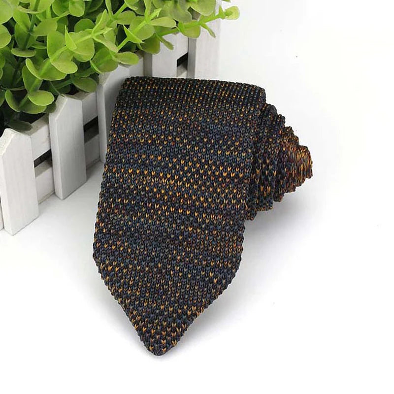 Cravate classique en tricot pour homme, 7 cm, rayures, couleur unie, formelle, pour marié, mariage, affaires, accessoires