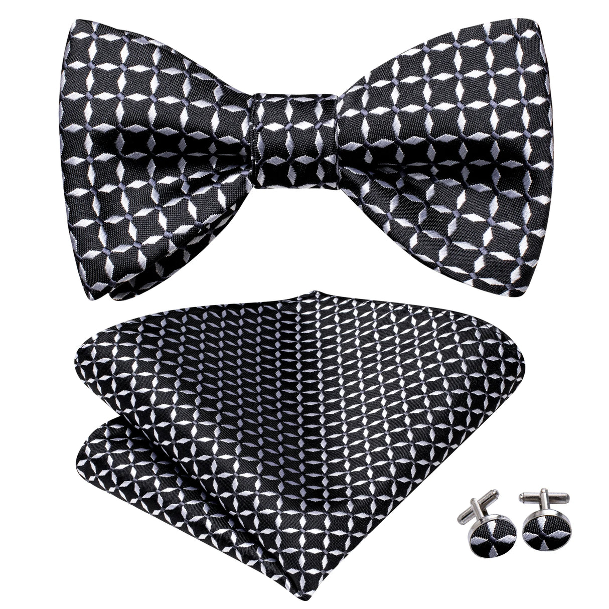 Dropshipping Jacquard Silk Mens Self Bow Tie Hanky Cufflinks Set Male Butterfly Knot Bowtie Wholesale for Male Wedding Business