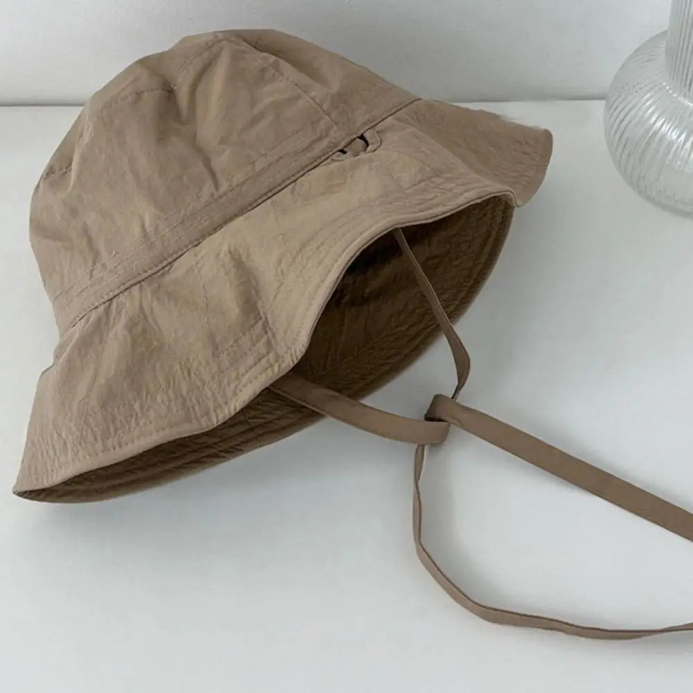Chapeau de pêcheur coupe-vent à large bord pour femme, couleur unie, pare-soleil, anti-UV, pliable, été