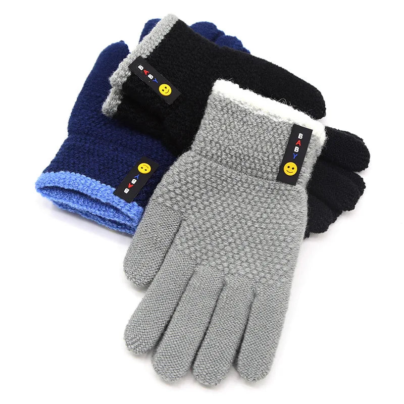 Guantes de punto gruesos para niños de 6 a 10 años, nuevos y a la moda, cálidos guantes de invierno, mitones elásticos para niños y niñas, accesorios para bebés.