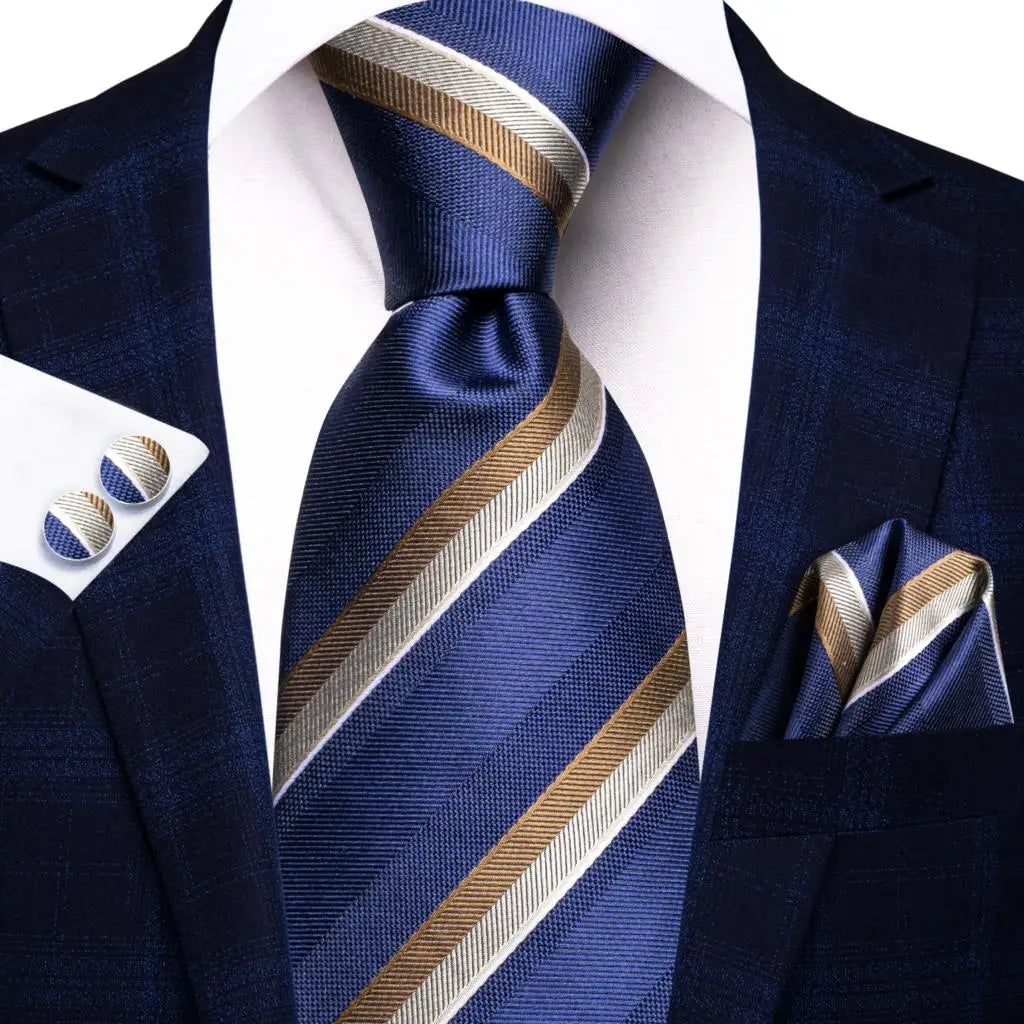 Corbata de boda de seda a rayas negras y rojas para hombre, gemelos de regalo, corbata de moda para negocios y fiestas, envío directo, diseño Hi-Tie