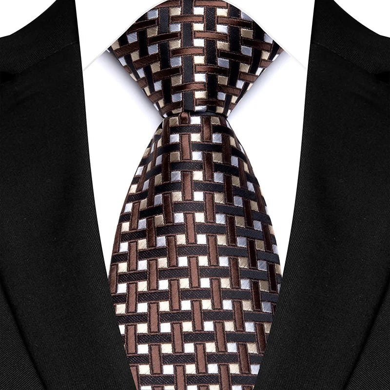 New Men's Classic Plaid Tie Luxury Dot 8cm Jacquard Neck Tie Necktie For Men Business Wedding Party Daily Wear Accessory