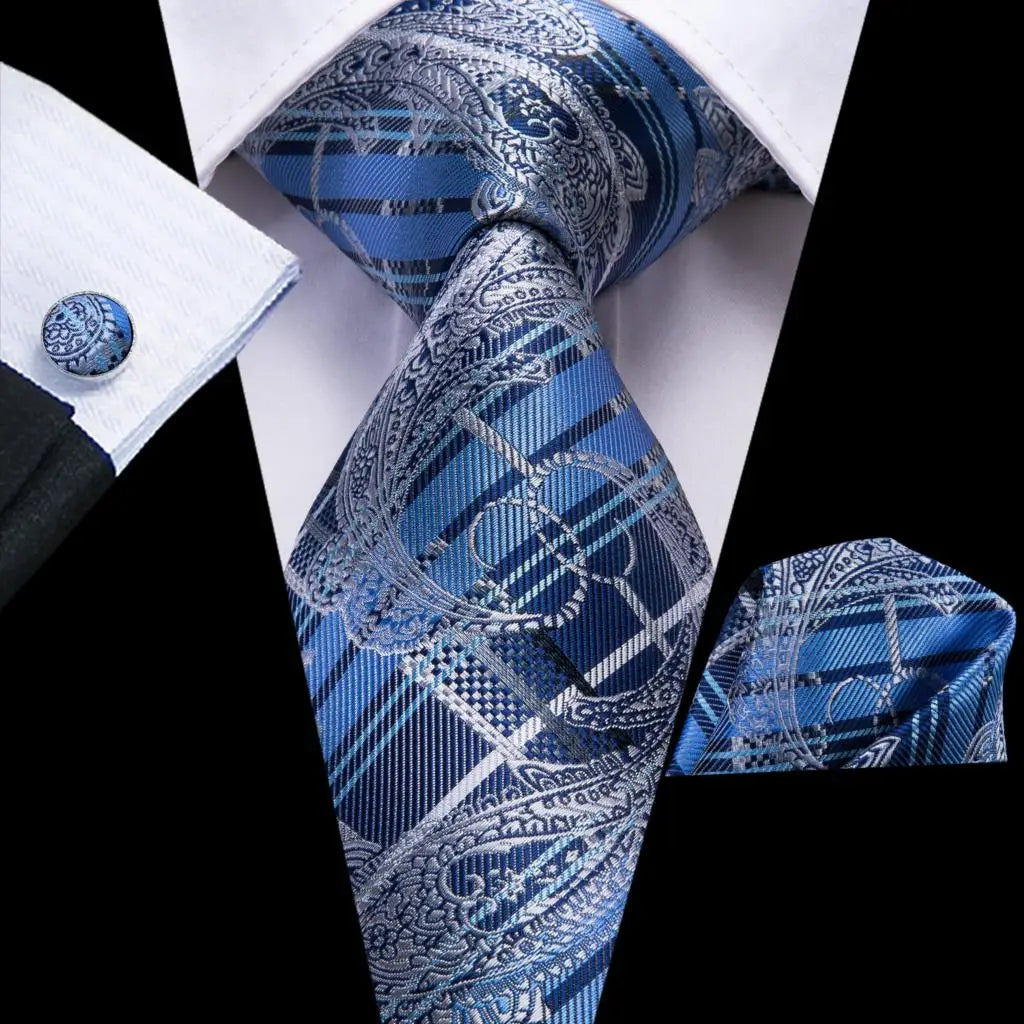 Cravate de mariage en soie à carreaux gris Hi-Tie pour homme, accessoire tendance, idéal pour les affaires et les fêtes, livraison directe