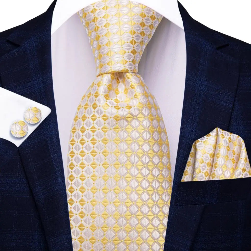 Corbata de boda de seda Hi-Tie en color champán marfil con diseño floral para hombre, pañuelo de calidad, gemelos, corbata de moda, envío directo para negocios.
