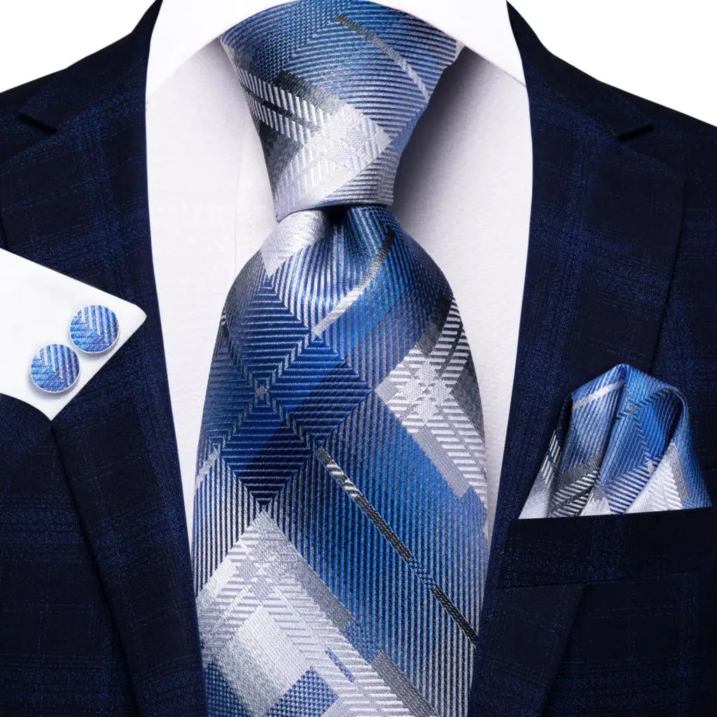 Cravate de mariage en soie à carreaux gris Hi-Tie pour homme, accessoire tendance, idéal pour les affaires et les fêtes, livraison directe