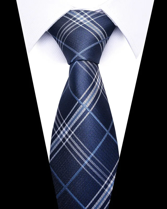 Cravates de mariage de haute qualité pour hommes, style tendance, imprimé à rayures bleues, accessoires de vêtements de bureau quotidiens, cadeau pour homme