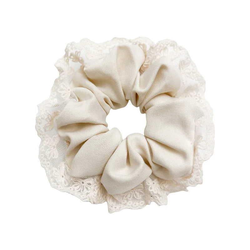 High Appearance Level Lace Fabric Elastic Hair Rope Simple Advanced Sense Small Fragrance Sweet Tie Hair Cord Gentle Temperament