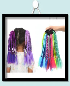 New Girls Colorful Wigs Ponytail Headbands Rubber Bands Beauty Hair Bands Headwear Kids Hair Accessories Head Band Hair Ornament