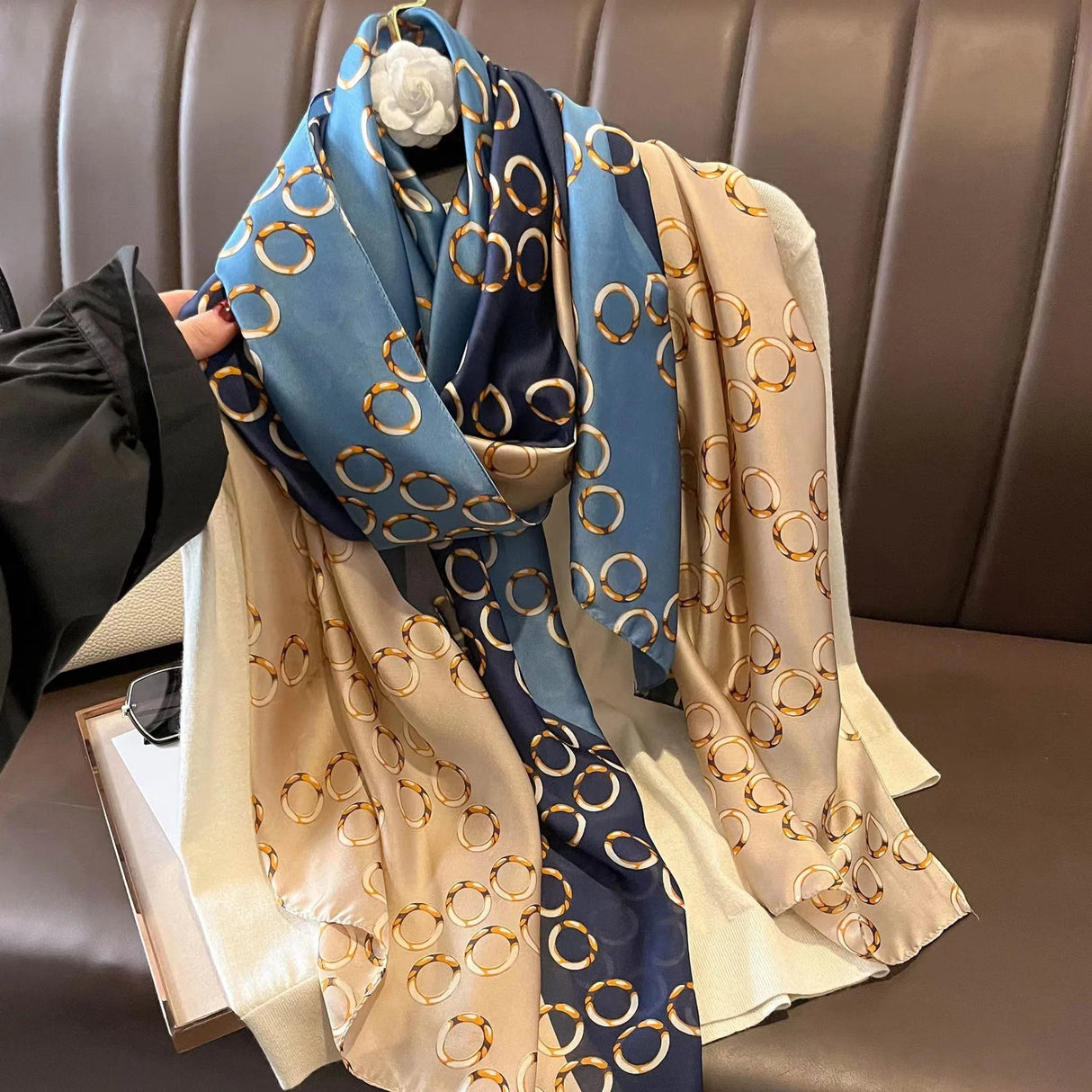 180*90cm Luxury Brand Women Summer Silk Scarves Shawls Lady Wraps Soft Female Flower Print Beach Stole Bandanna foulard muffler