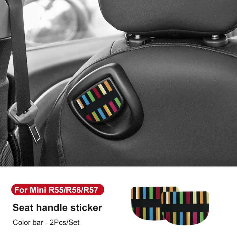 Leather Car Rear Seat Back Handle Decal Cover Protective Sticker For Mini Cooper R56 R55 F56 F57 Interior Decorative Accessories