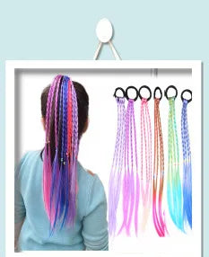 New Girls Colorful Wigs Ponytail Headbands Rubber Bands Beauty Hair Bands Headwear Kids Hair Accessories Head Band Hair Ornament