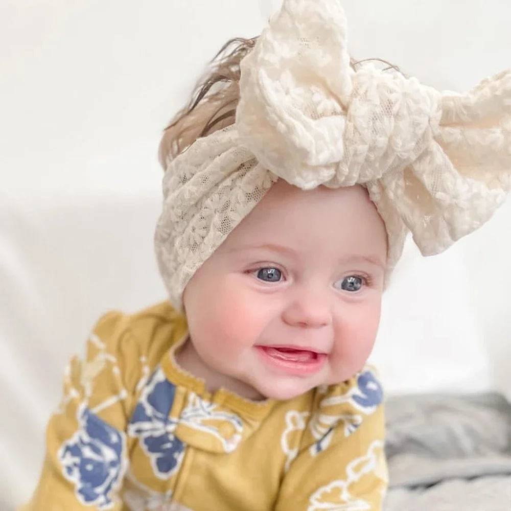 Headbands for Girl Soft Elastic Lace Bow Baby Girl Hair Band Children Turban Kids Headwear Toddler Hair Accessories for Newborn