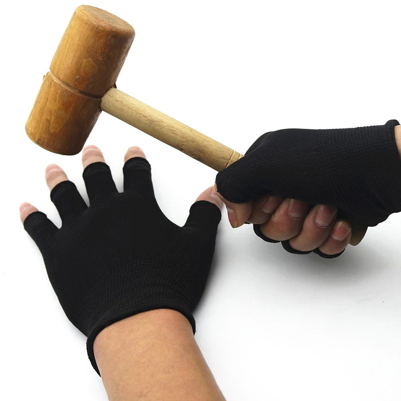 1 Paar schwarze Halbfingerhandschuhe ohne Finger für Damen und Herren, Wollstrick-Handgelenkhandschuhe aus Baumwolle, warme Winter-Trainingshandschuhe, Fischhandschuhe
