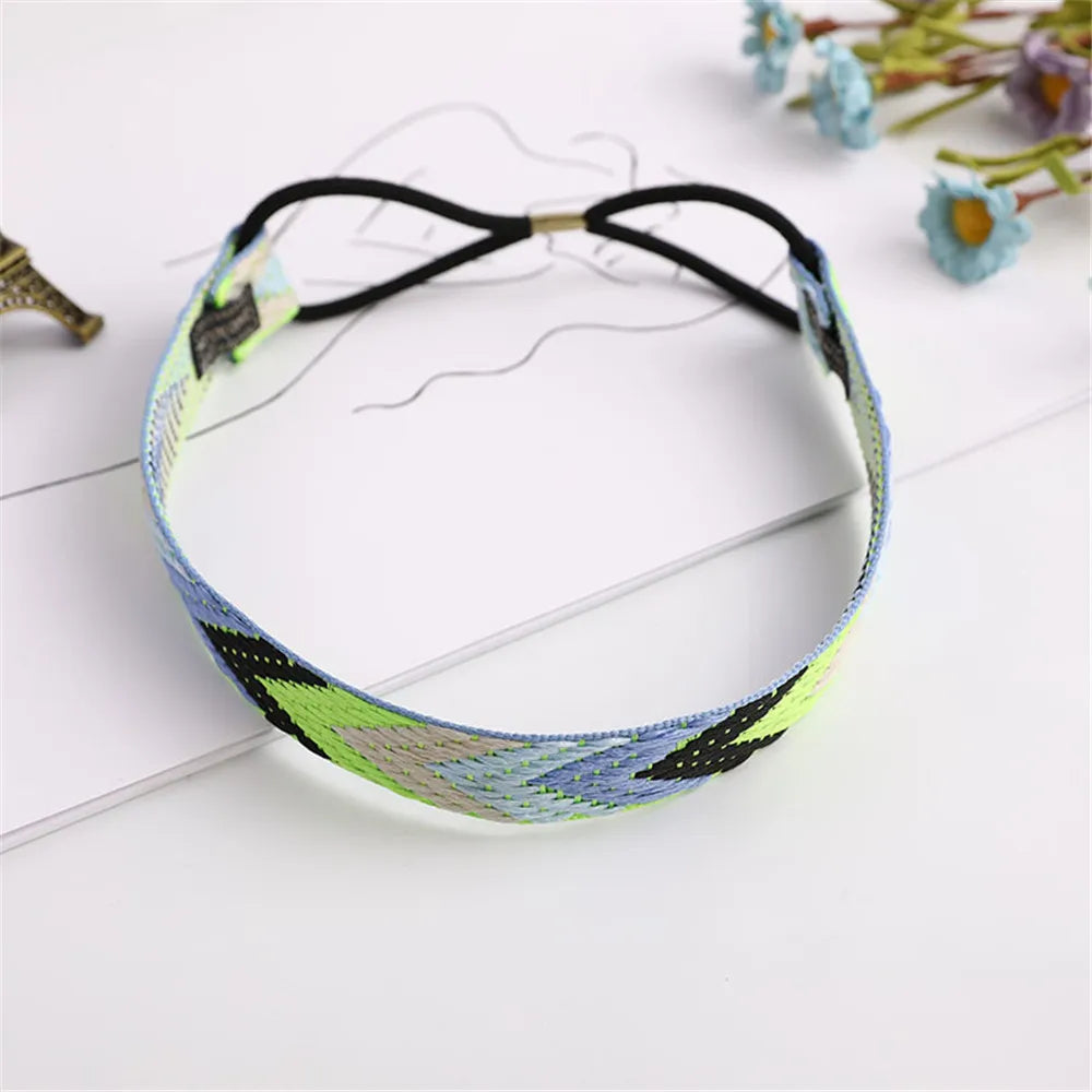 Men's Bohemian Elastic Hair Band Colorful Sport Headband Handmade Woven Hair Ties Hair Accessories for Women Men