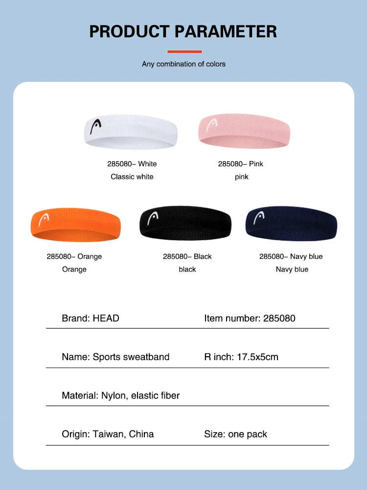 HEAD Tennis Hairbands Men and Women Sports Headbands Fitness Sweatband Badminton Yoga Basketball Running Fashion Sweat Headband