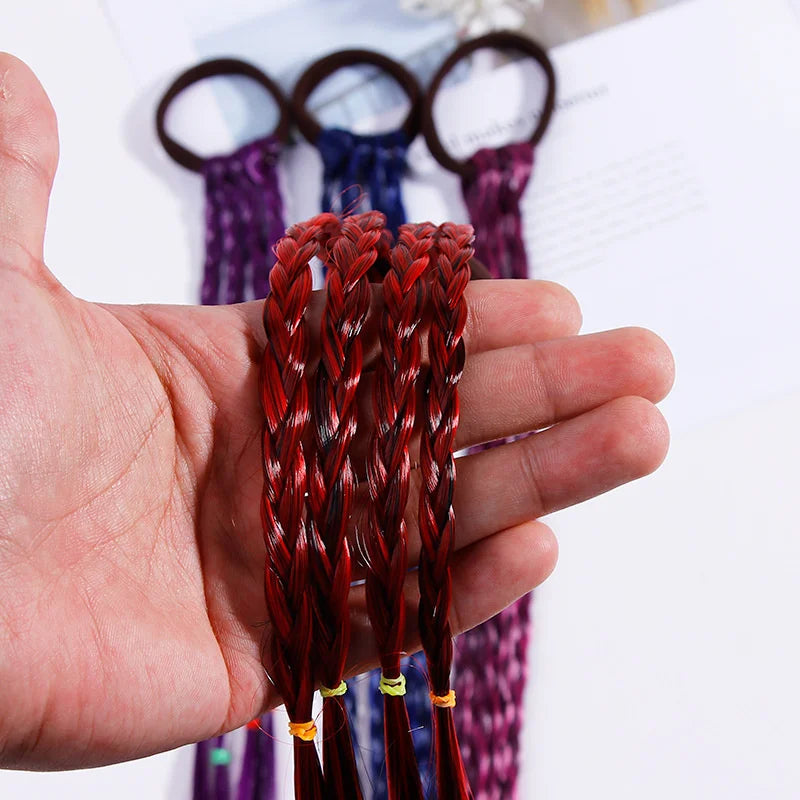 New Girls Colorful Wigs Ponytail Headbands Rubber Bands Beauty Hair Bands Headwear Kids Hair Accessories Head Band Hair Ornament