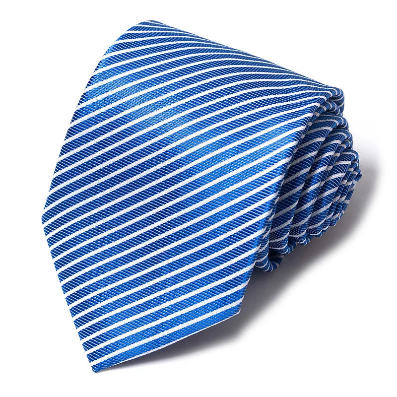 Cravates de mariage de haute qualité pour hommes, style tendance, imprimé à rayures bleues, accessoires de vêtements de bureau quotidiens, cadeau pour homme