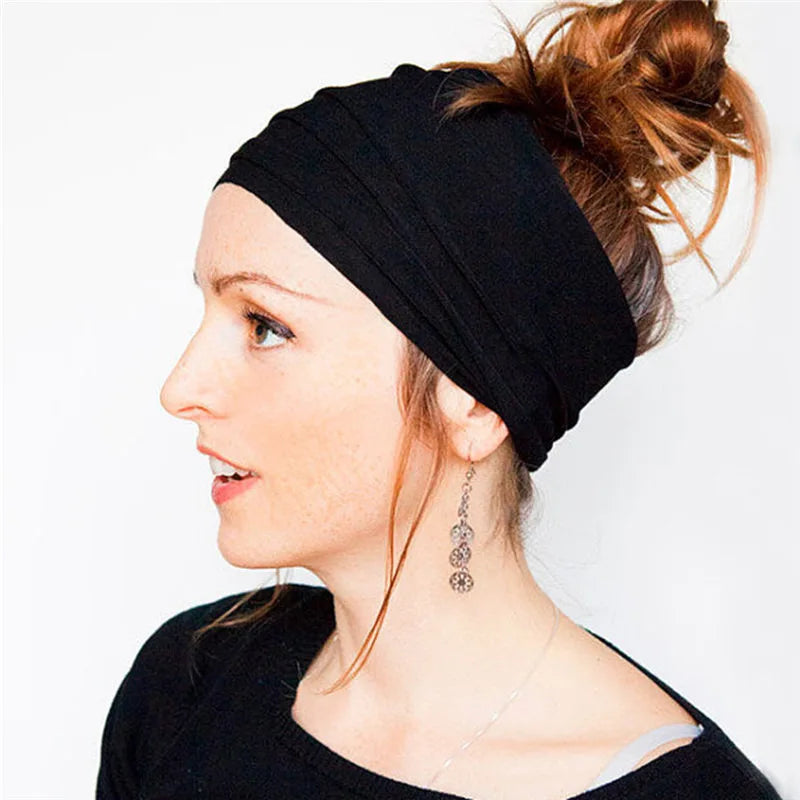 New Boho Flower Print Wide Headbands Vintage Knot Elastic Turban Headwrap for Women Girls Cotton Soft Bandana Hair Accessories