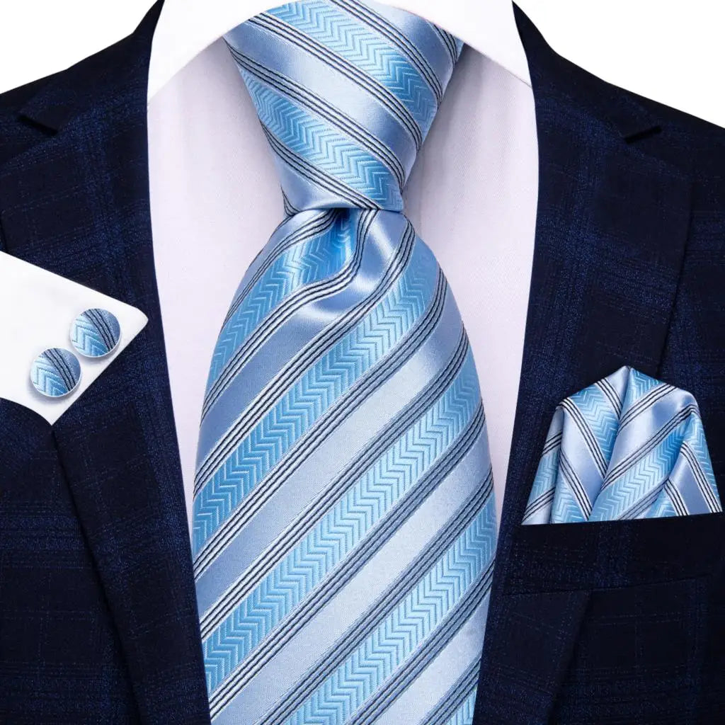 Corbata de boda de seda a rayas negras y rojas para hombre, gemelos de regalo, corbata de moda para negocios y fiestas, envío directo, diseño Hi-Tie
