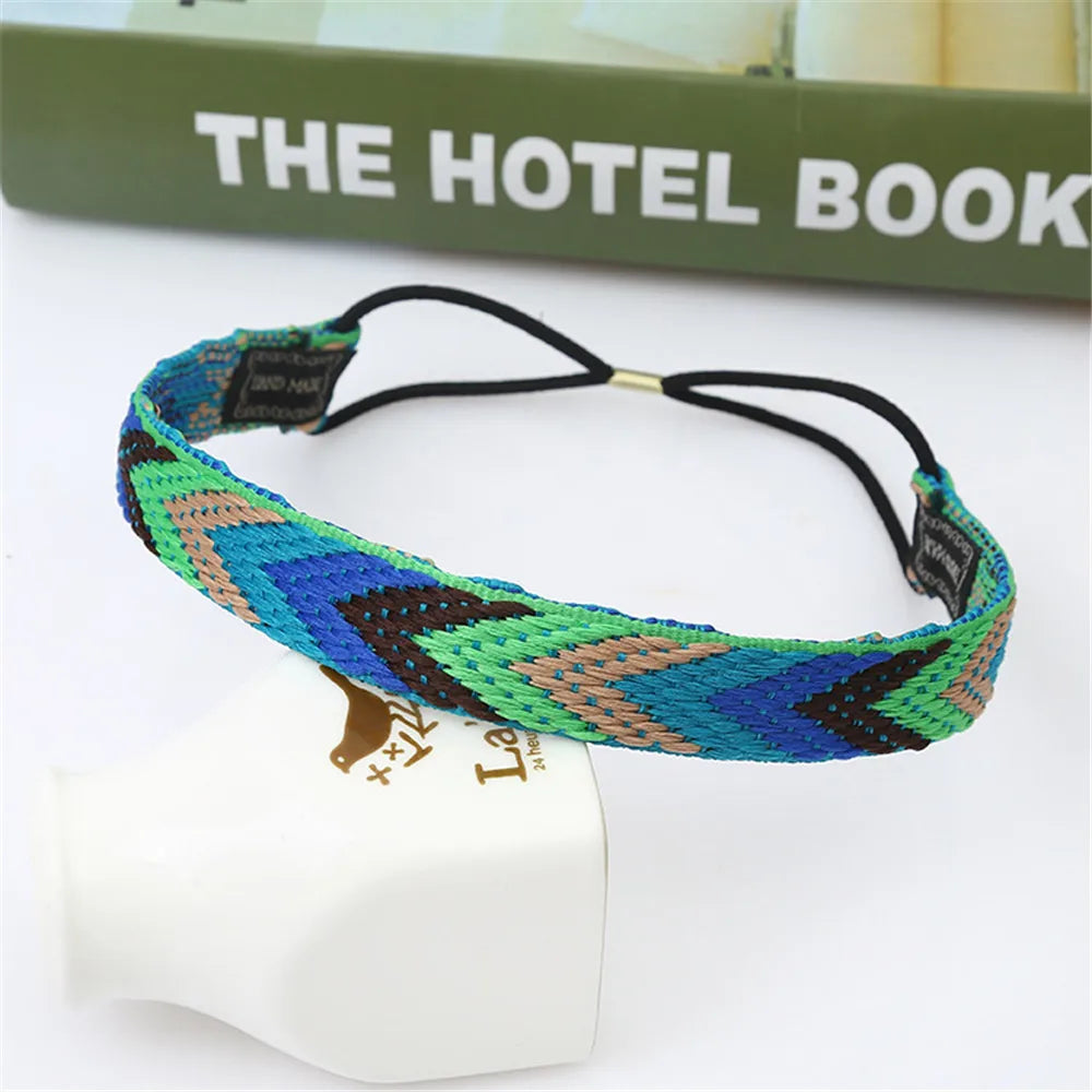 Men's Bohemian Elastic Hair Band Colorful Sport Headband Handmade Woven Hair Ties Hair Accessories for Women Men