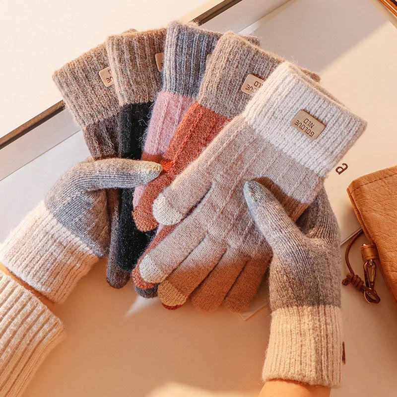 Rimiut Femmes Chaud Épais En Peluche Gants Tricotés Écran Tactile Hommes Femmes Mode Automne Hiver Garder Au Chaud Équitation Ski Gants En Plein Air