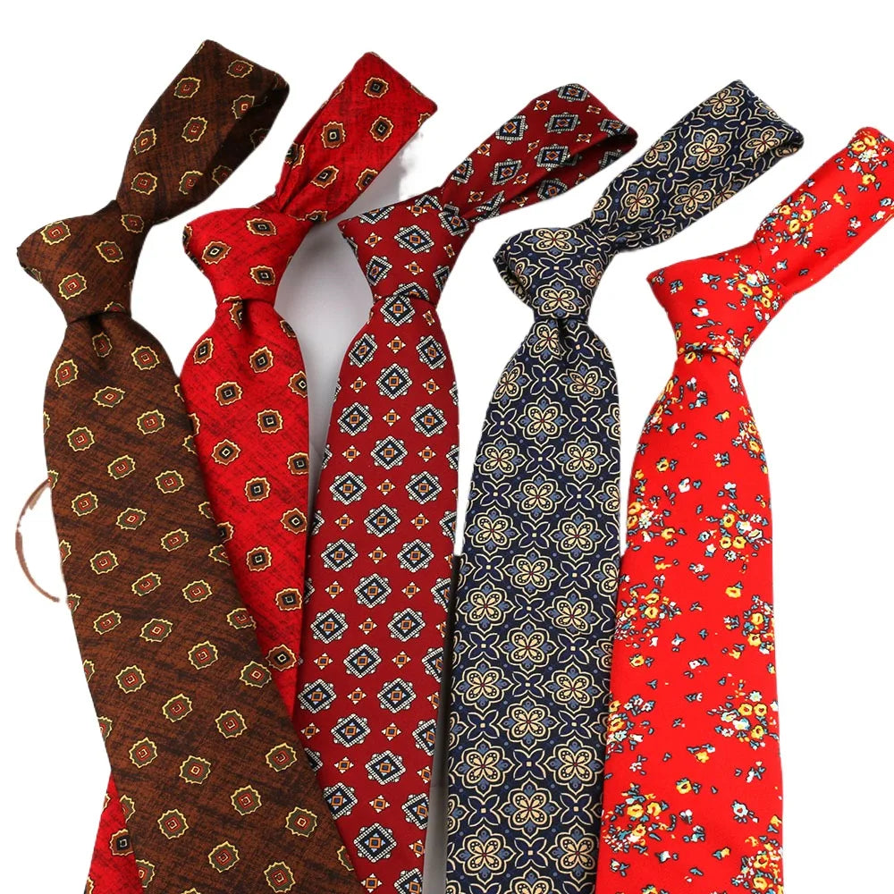 Corbata de estilo coreano de 8 cm para hombre, estilo retro, para negocios, universidad, con estampado floral de seda sintética para novio.