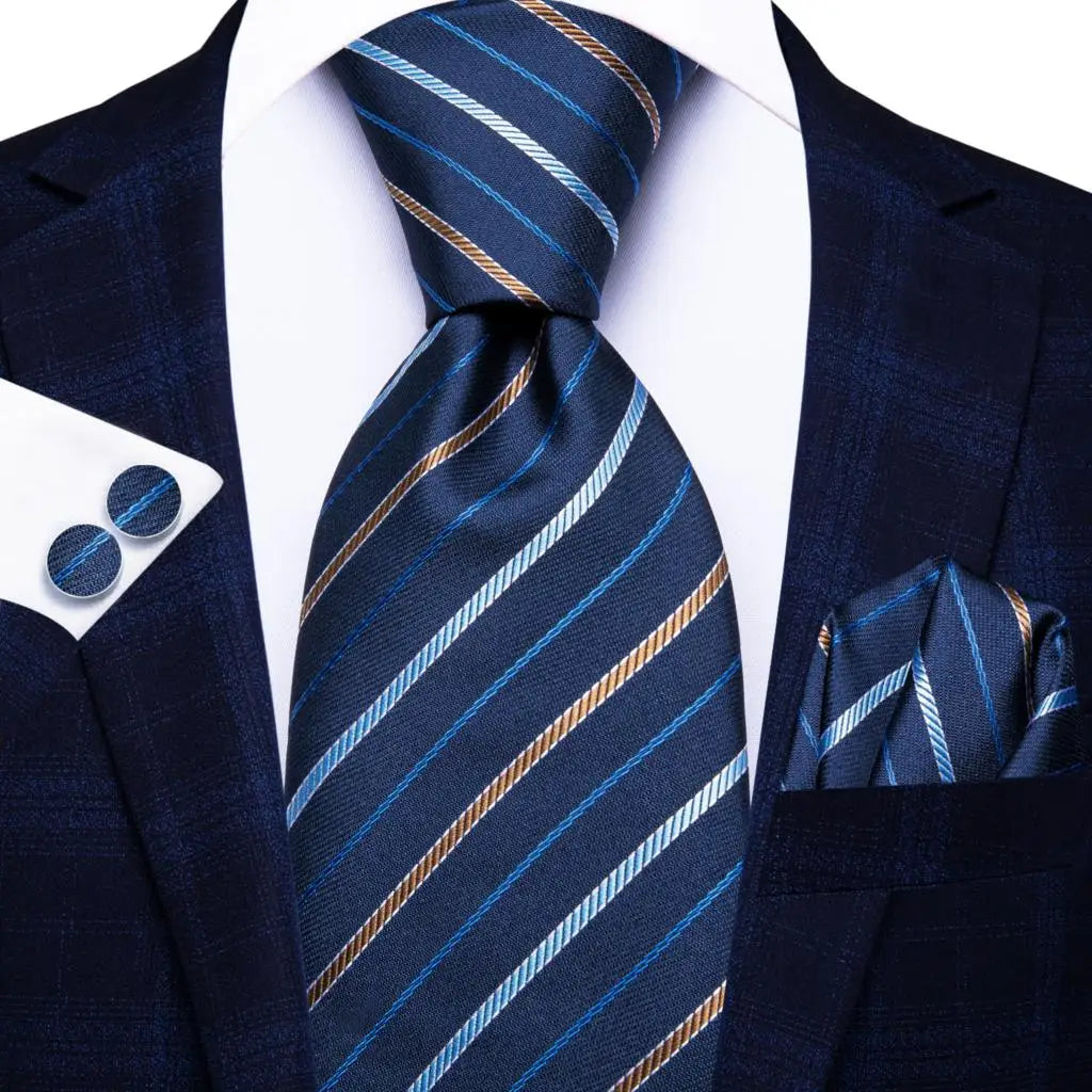 Corbata de boda de seda a rayas negras y rojas para hombre, gemelos de regalo, corbata de moda para negocios y fiestas, envío directo, diseño Hi-Tie
