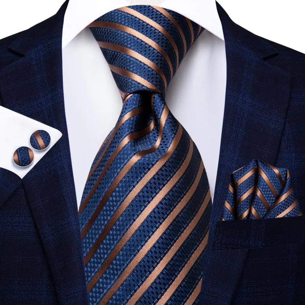 Corbata de boda de seda a rayas negras y rojas para hombre, gemelos de regalo, corbata de moda para negocios y fiestas, envío directo, diseño Hi-Tie
