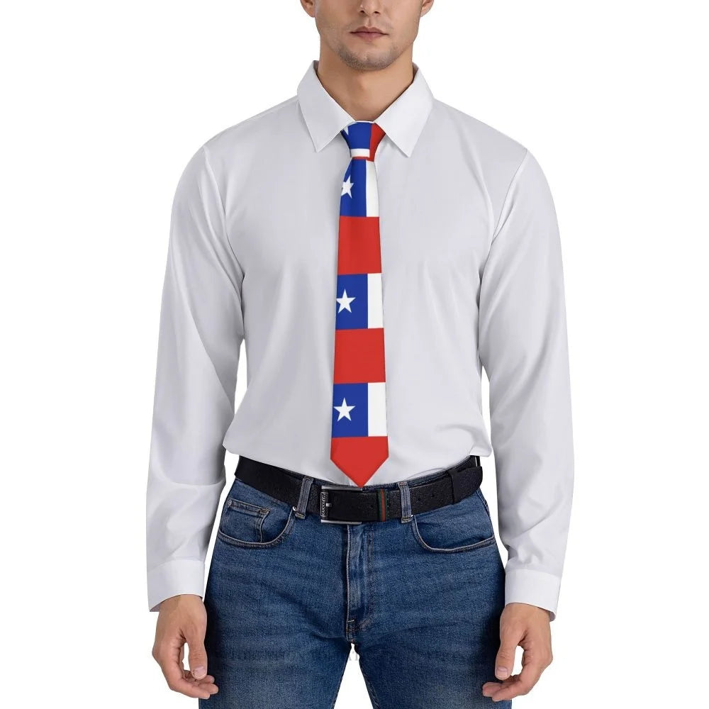 Flag Of Chile Print Ties Casual Unisex Neck Tie Shirt Decoration Narrow Striped Slim Cravat